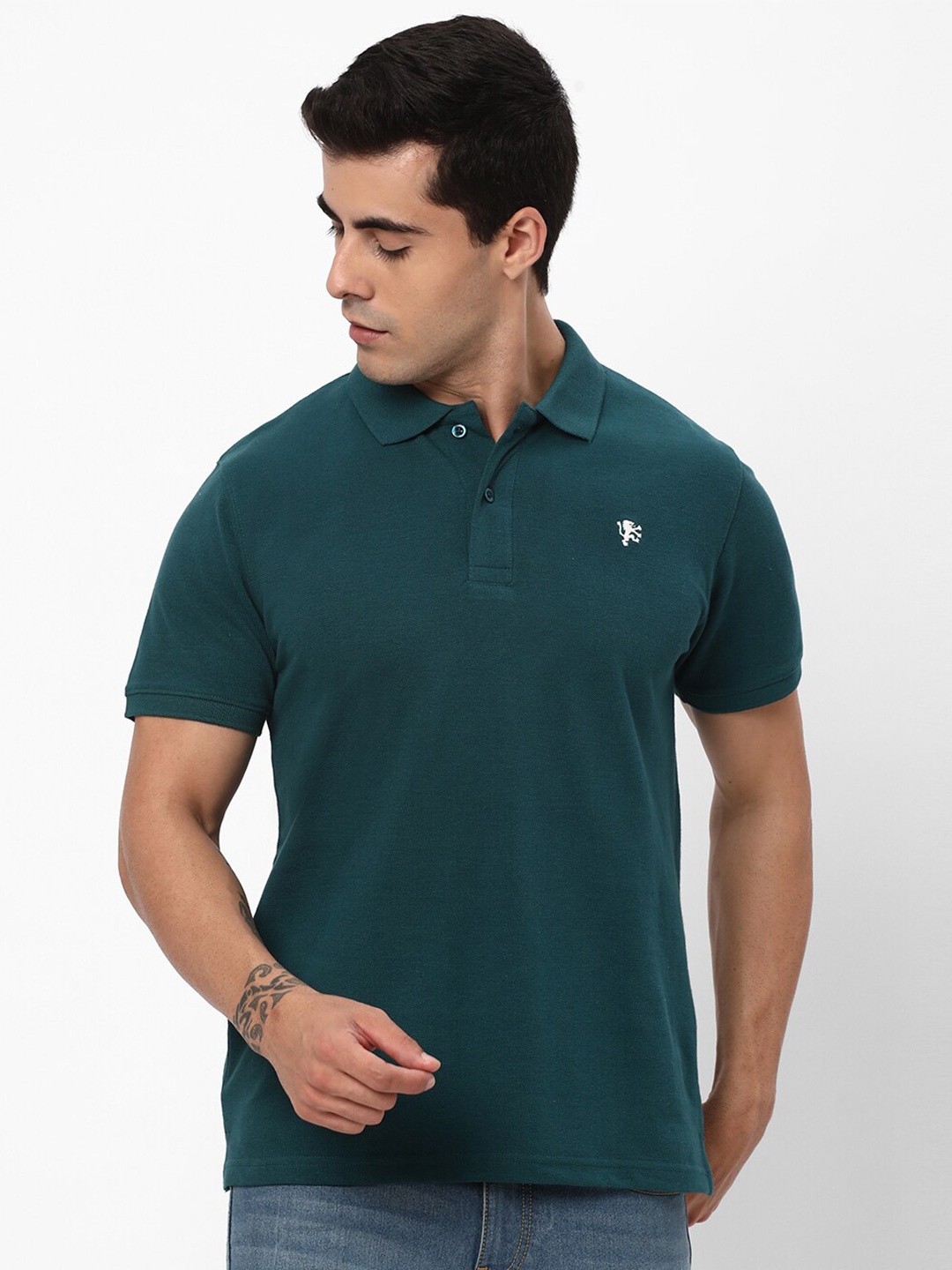 

R&B Polo Collar Regular Fit Cotton T-shirt, Green