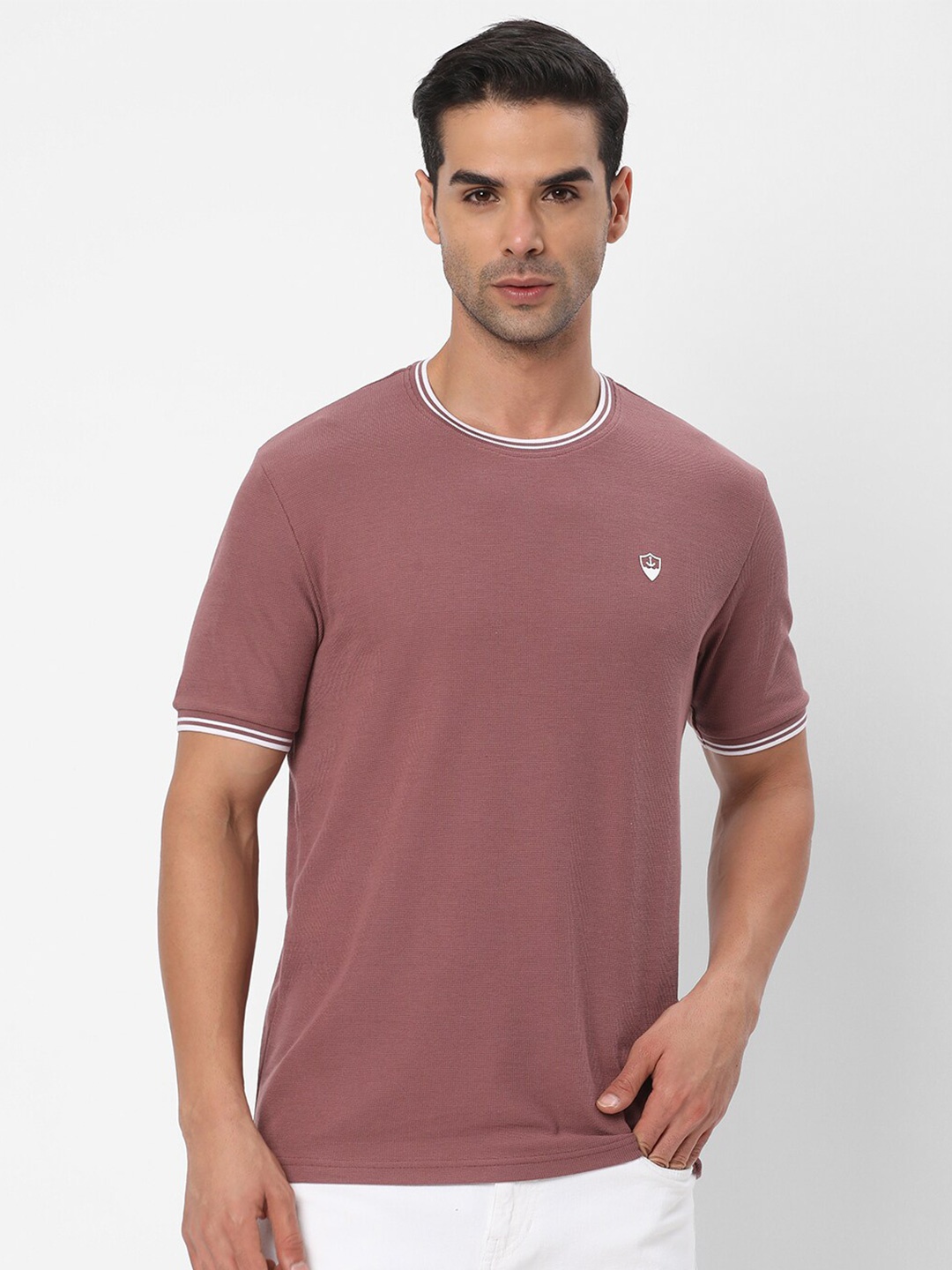 

R&B Round Neck Cotton T-Shirt, Pink