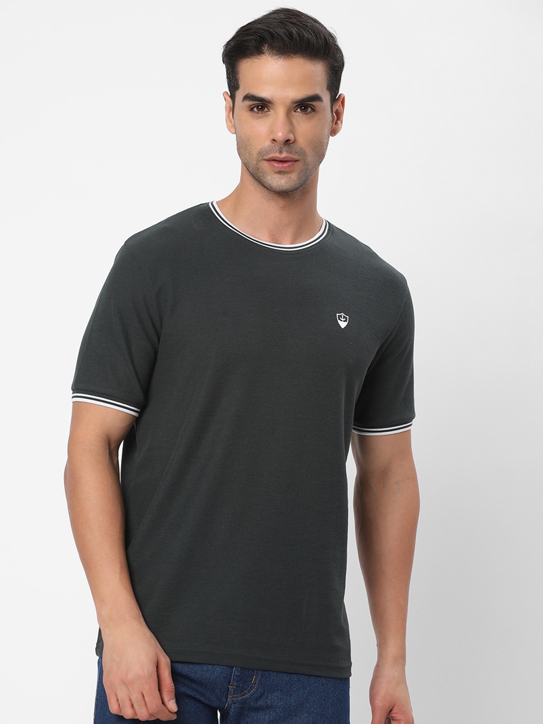 

R&B Round Neck Cotton T-shirt, Green