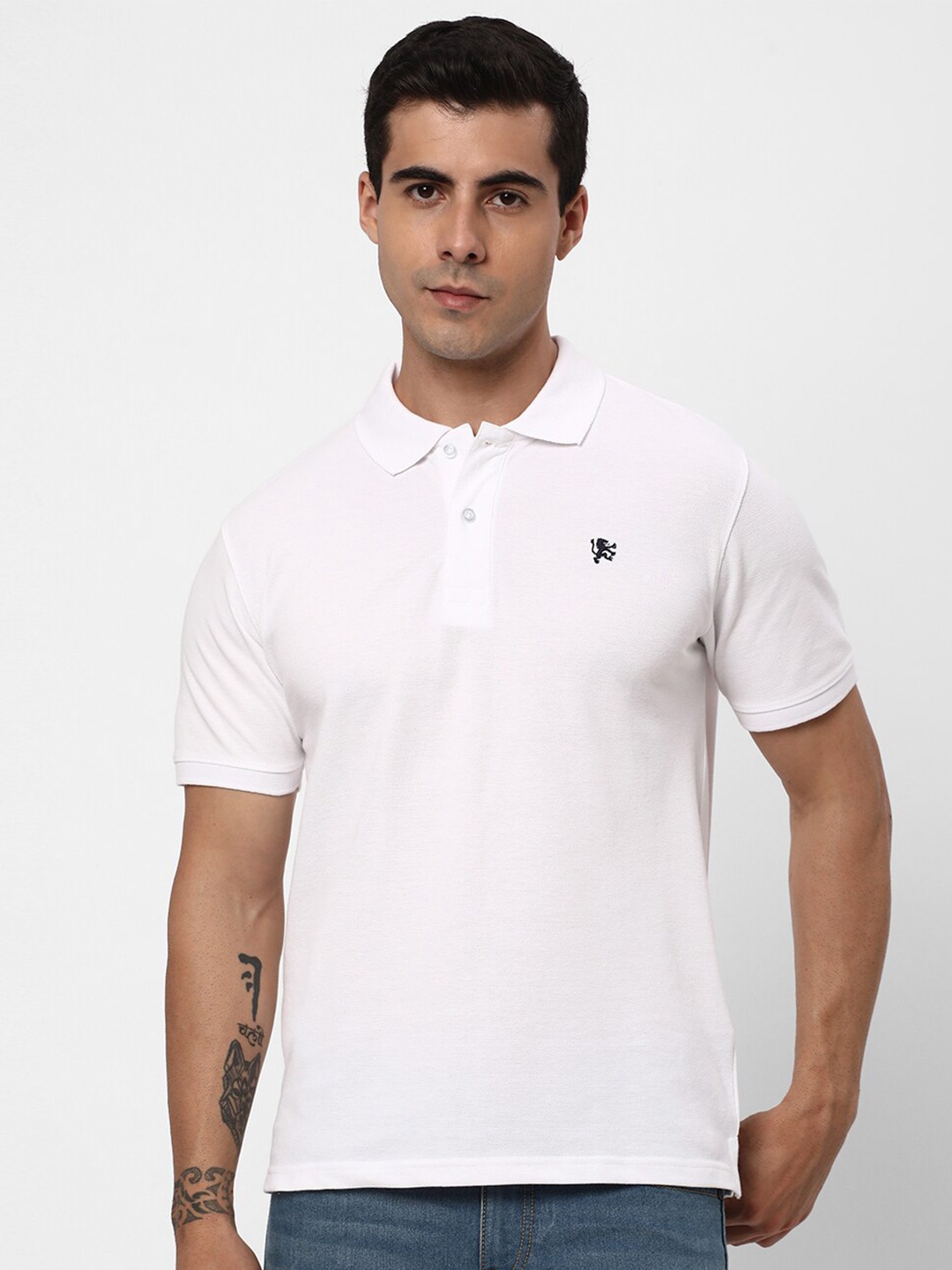

R&B Cotton Polo Collar T-shirt, White