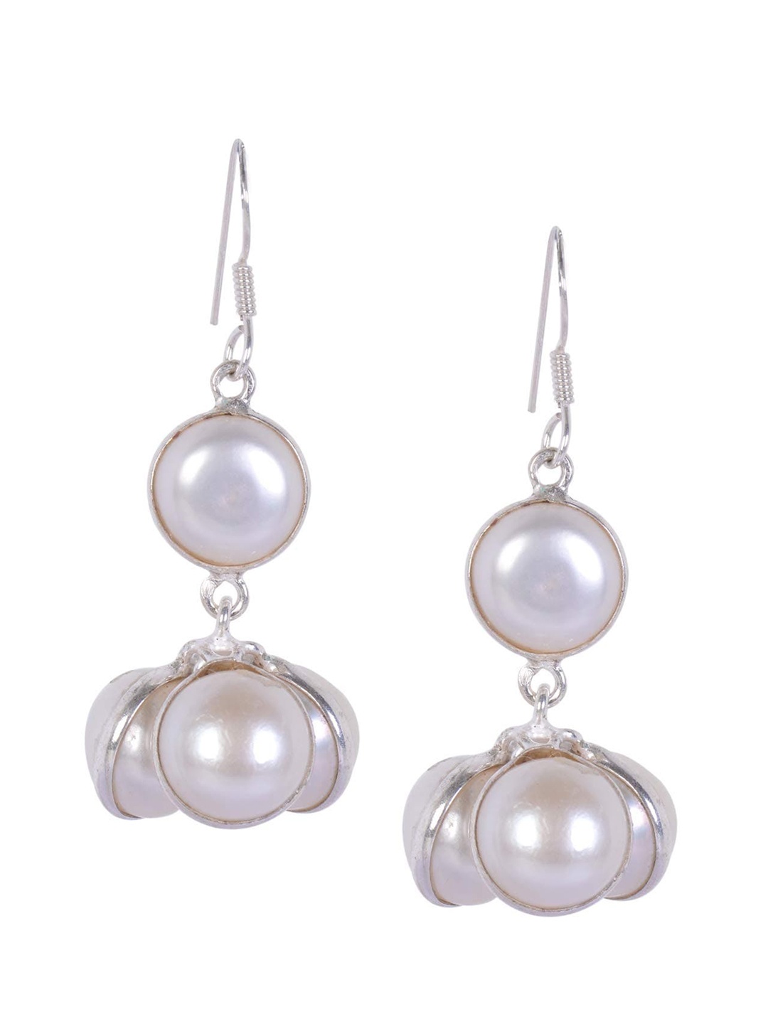 

Silverwala 925 Silver Silver-Plated Beaded Contemporary Drop Earrings