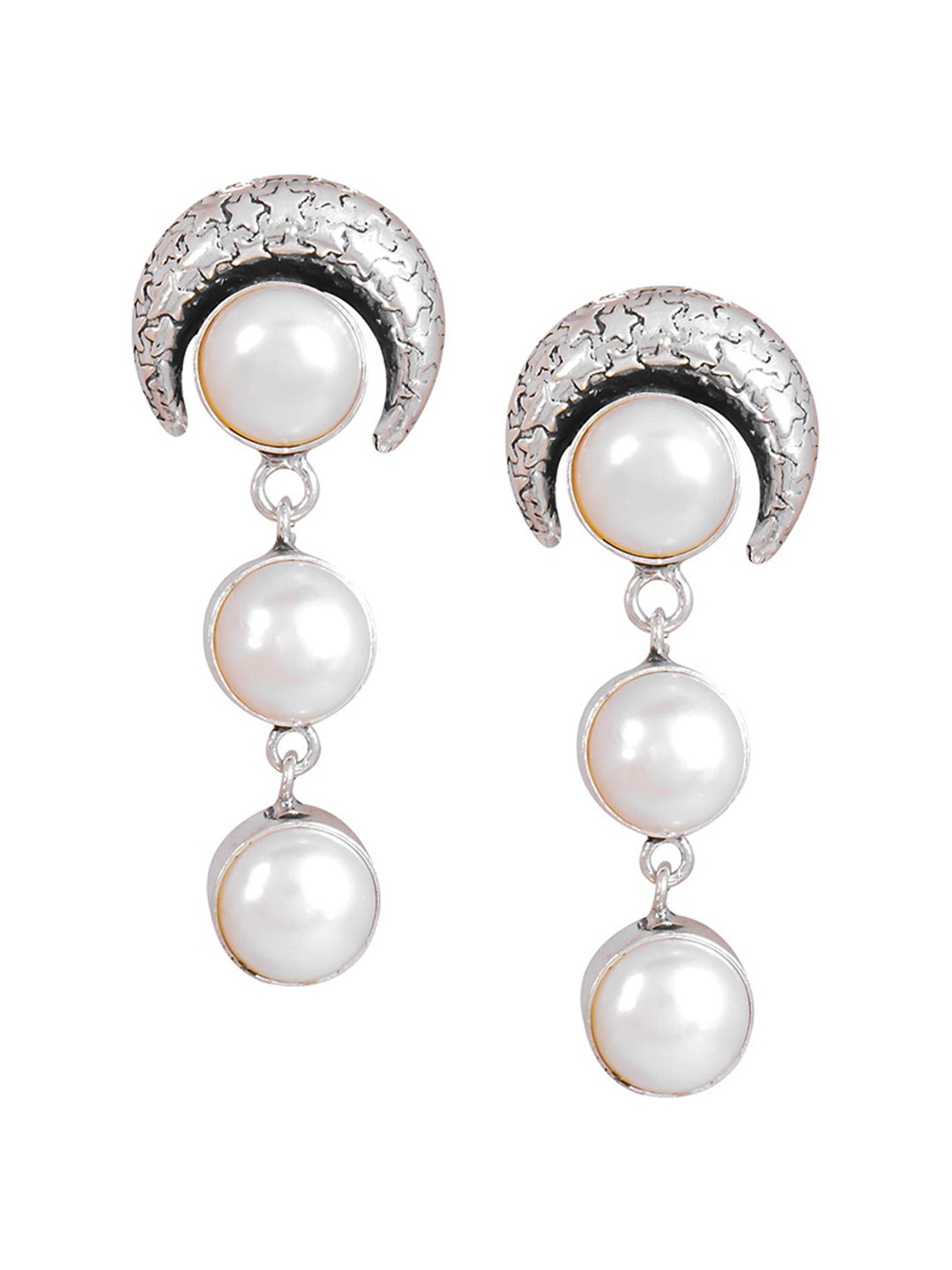 

Silverwala Silver-Plated Beaded Contemporary 925 Silver Drop Earrings