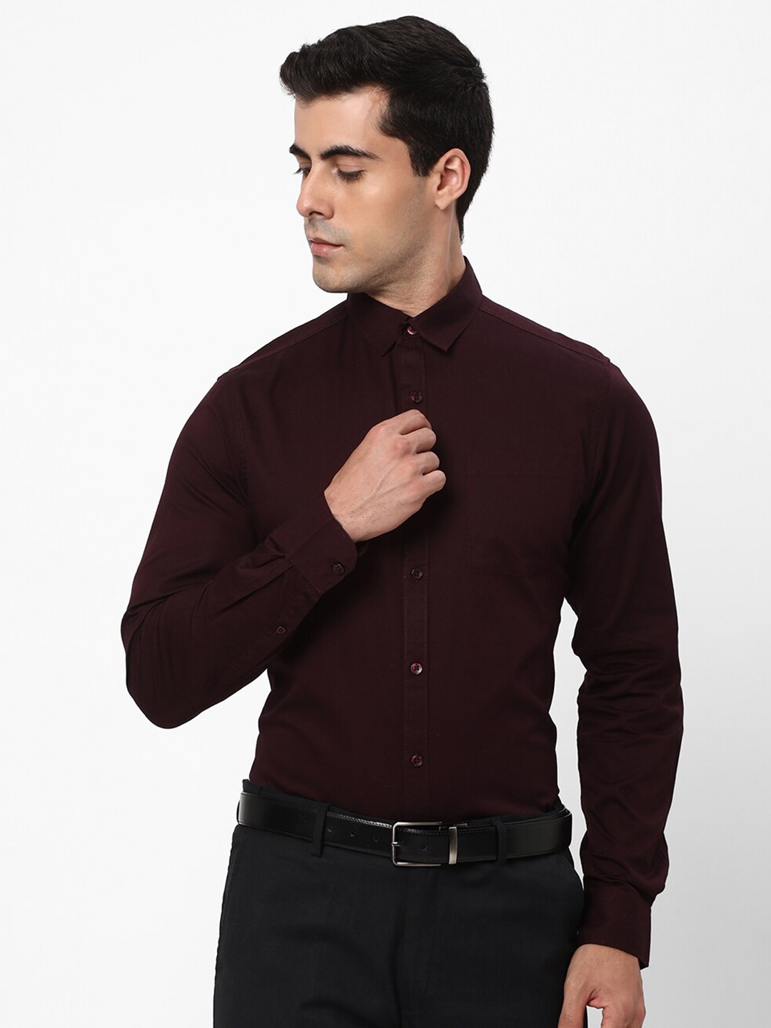 

R&B Spread Collar Cotton Casual Shirt, Purple