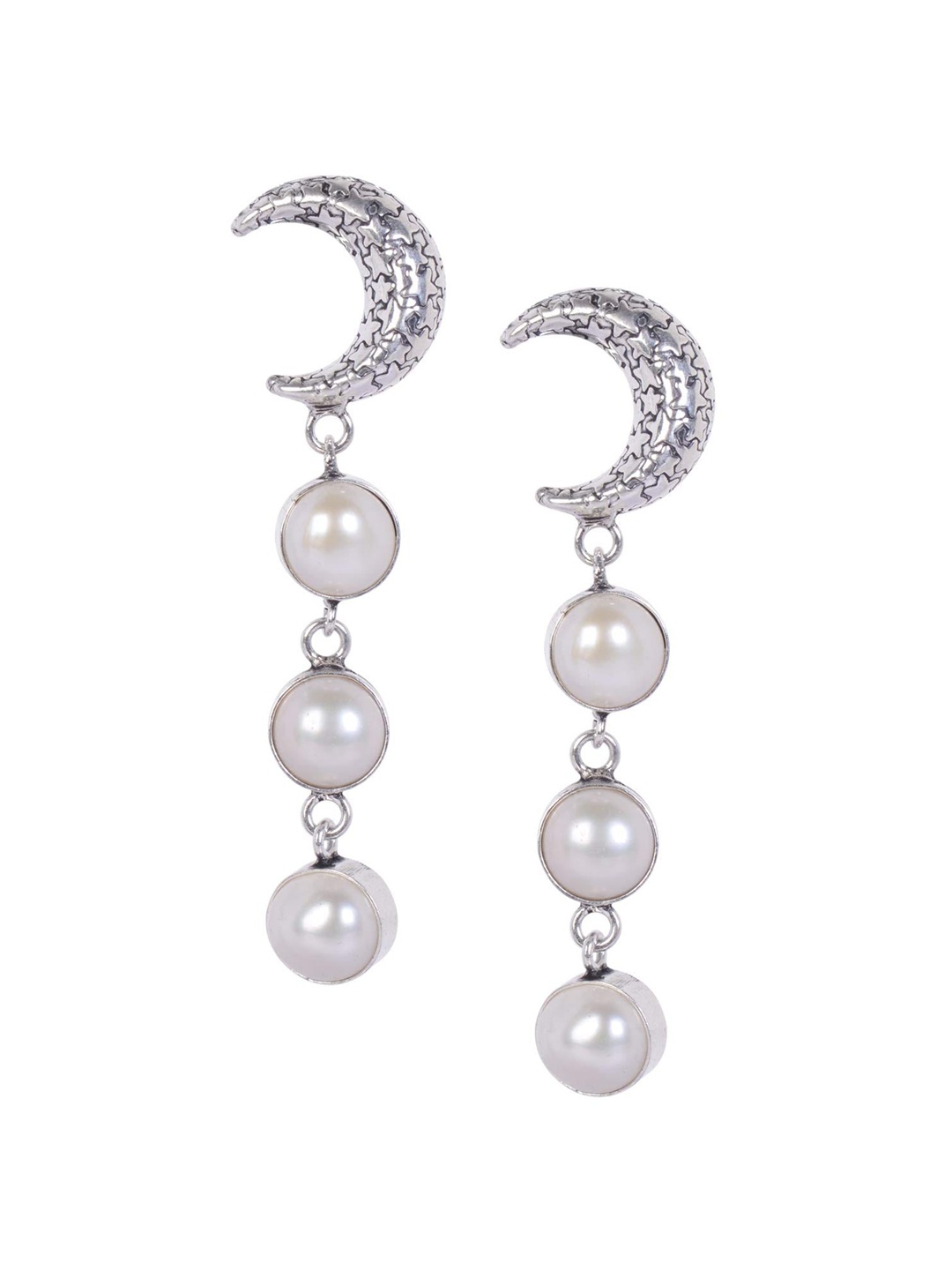 

Silverwala Oxidised Silver Plated Beaded Drop Earrings