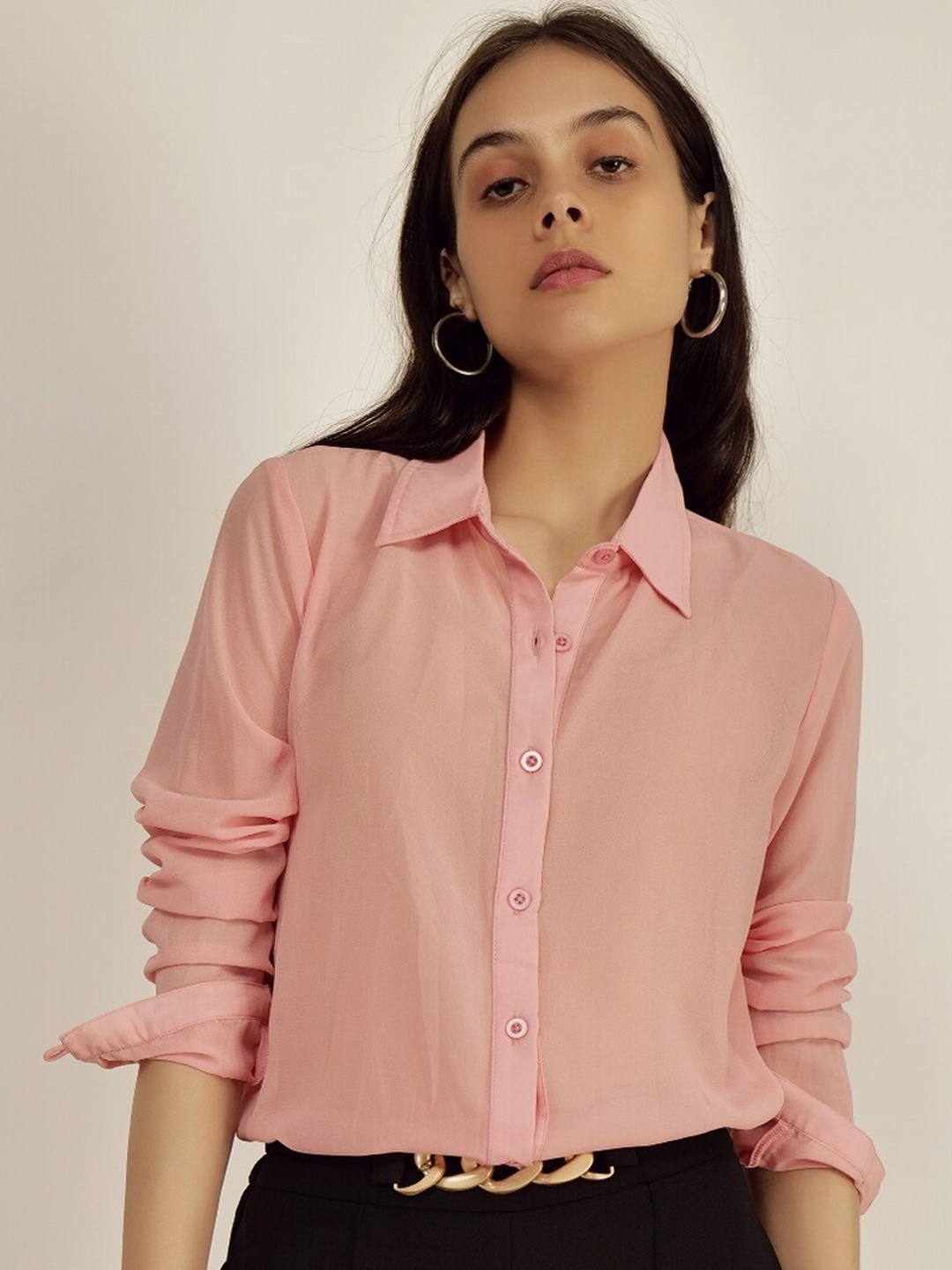 

INVICTUS Spread Collar Casual Shirt, Pink