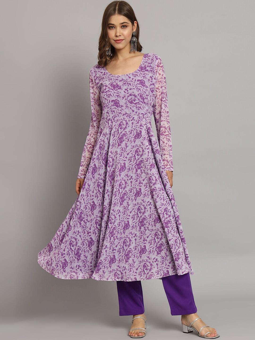 

KALINI Floral Printed Anarkali Kurta, Purple