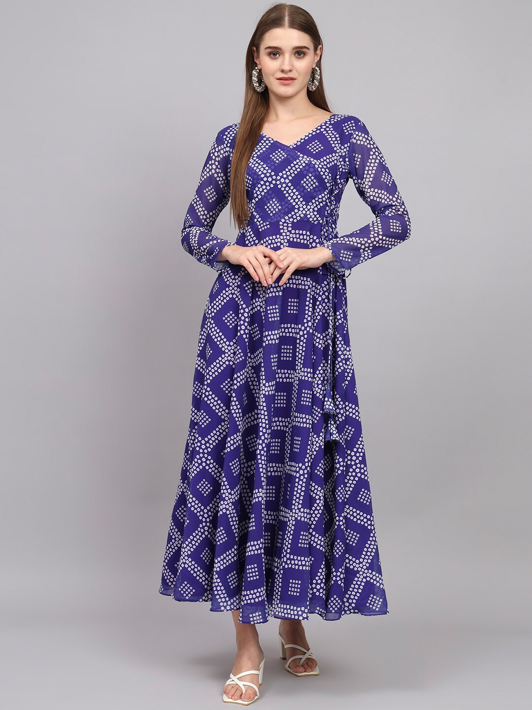 

KALINI Geometric Printed Wrap Maxi Dress, Blue