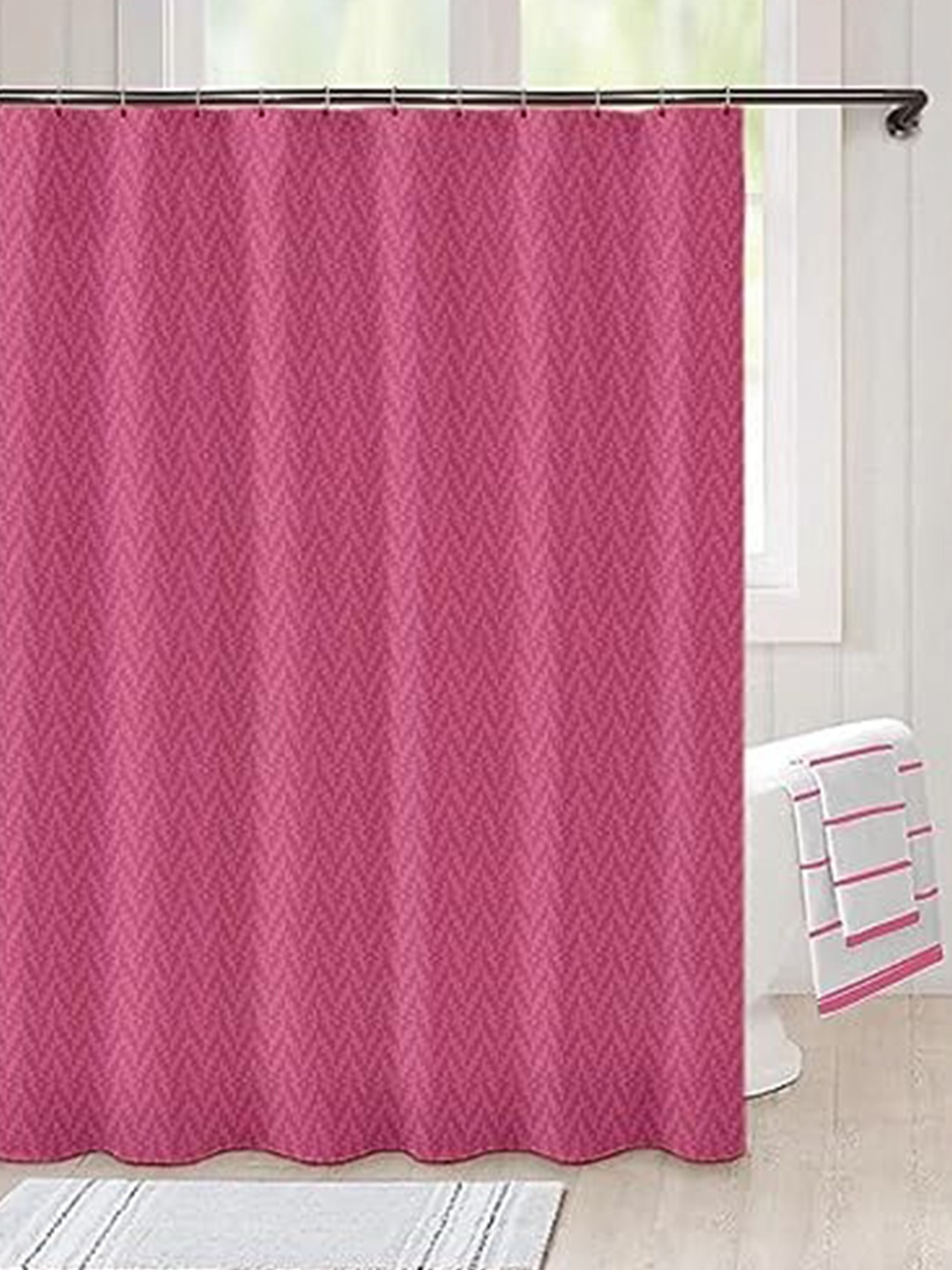 

Lushomes Pink Geometric Geometric Shower Curtain