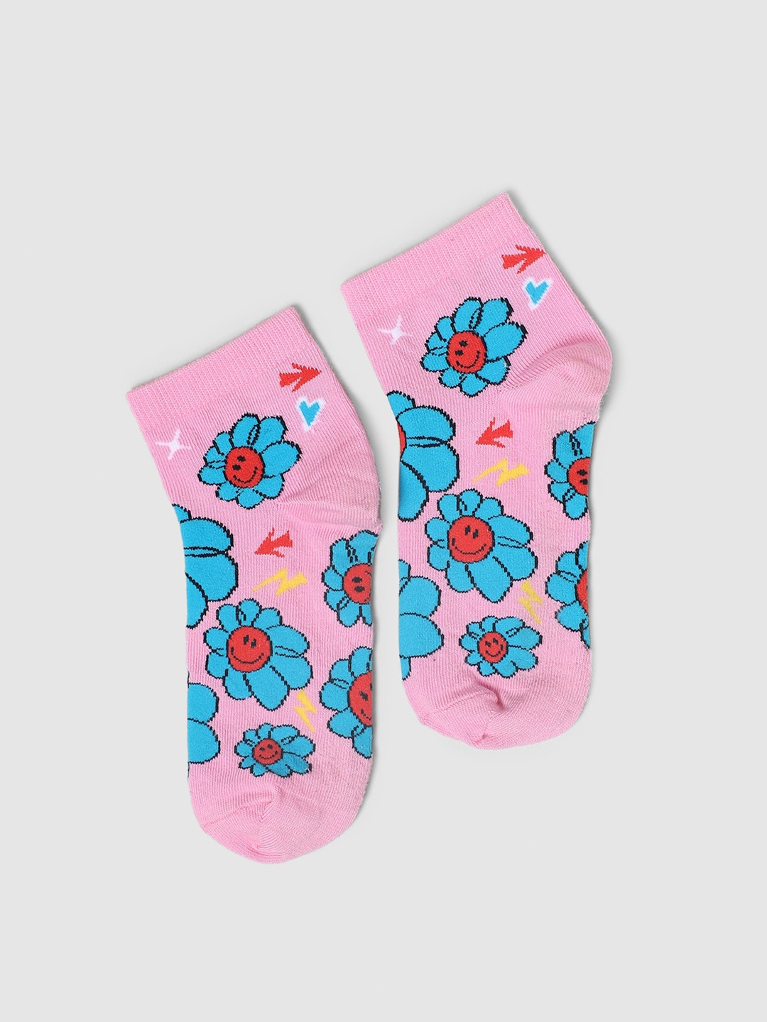 

ONLY Women Pack Of 2 Patterned Ankle-Length Socks, Pink