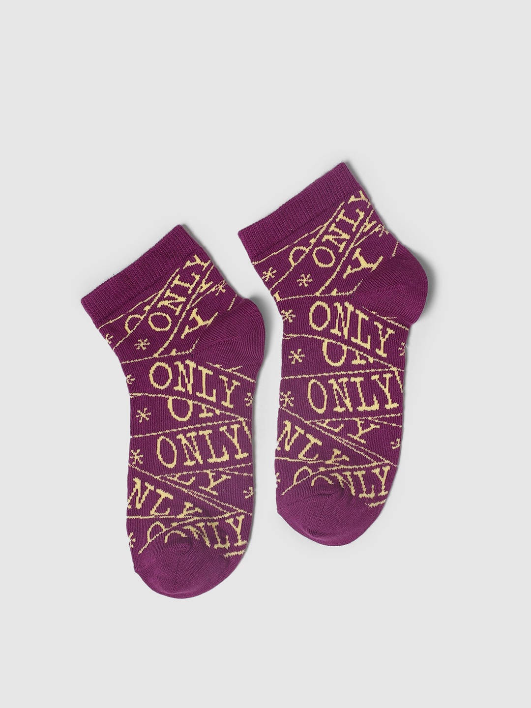 

ONLY Women Pack Of 2 Patterned Ankle Length Socks, Purple