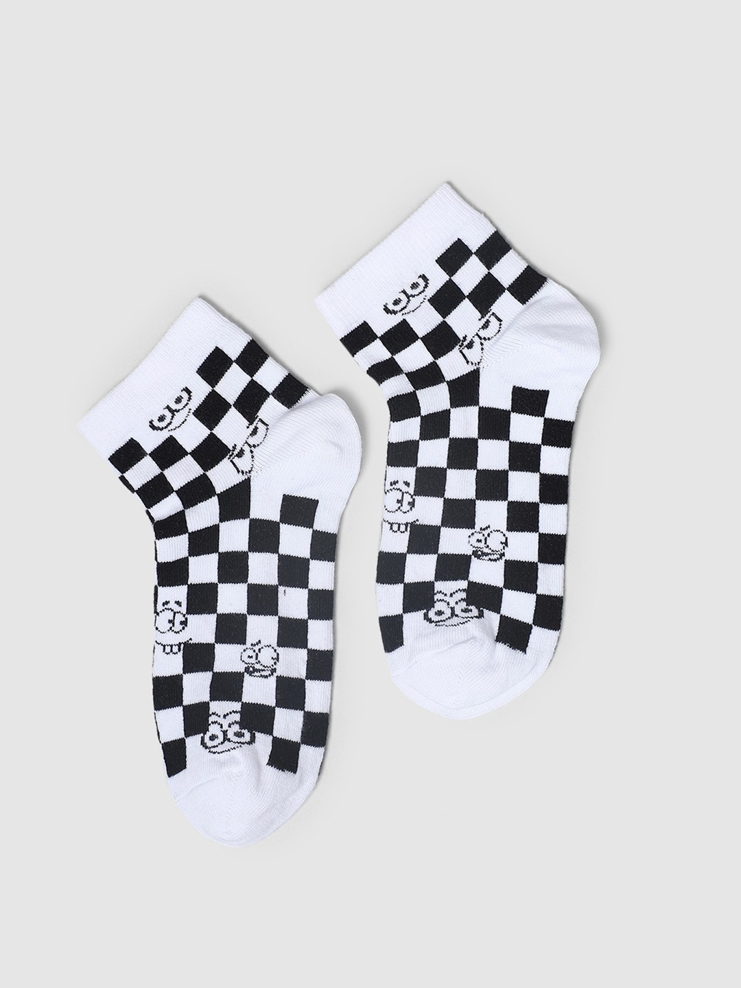 

ONLY Women Pack of 2 Checked Ankle-Length Socks, White