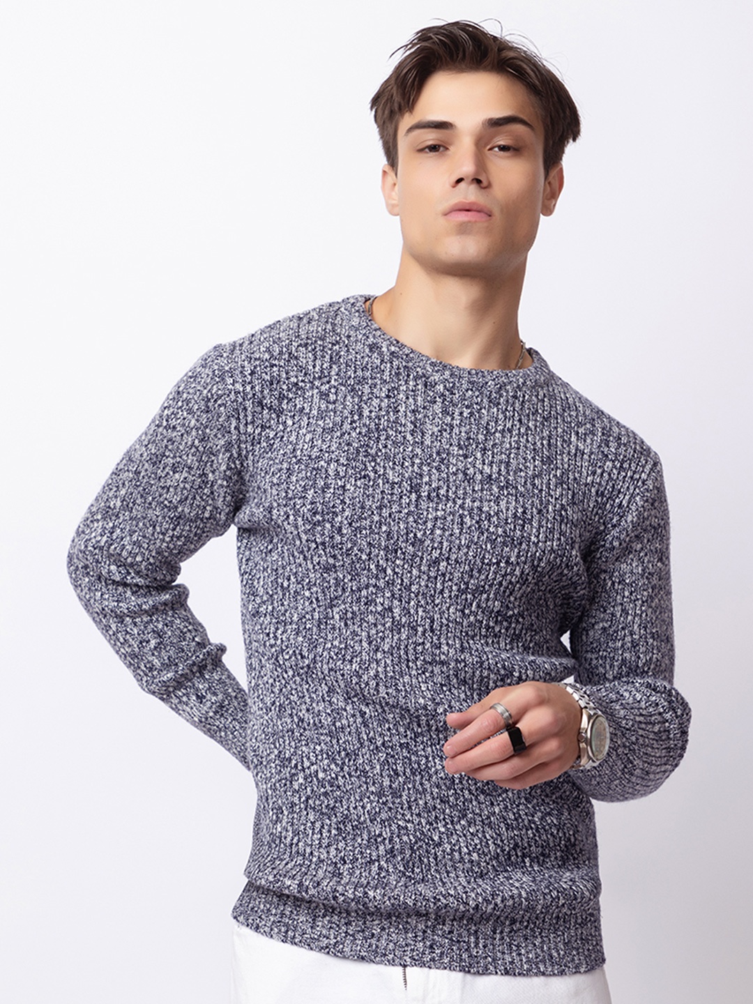 

ARMISTO Ribbed Muscle Fit Pullover, Grey