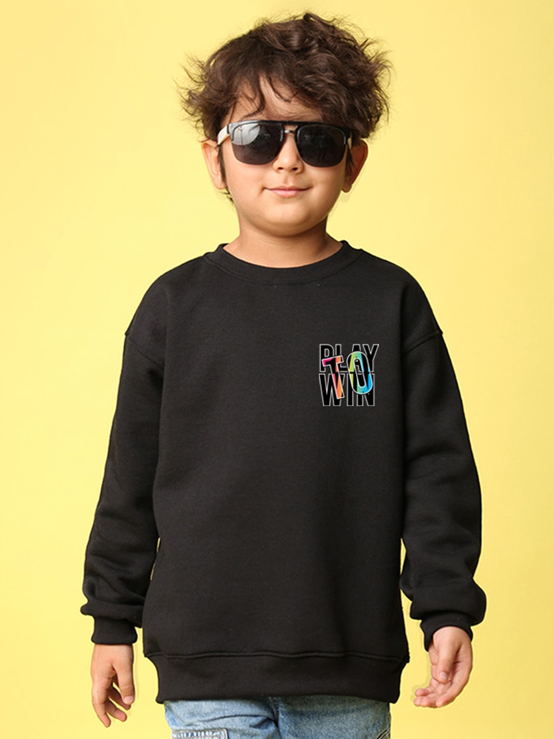 

NUSYL Kids Fleece Pullover Oversized Sweatshirt, Black