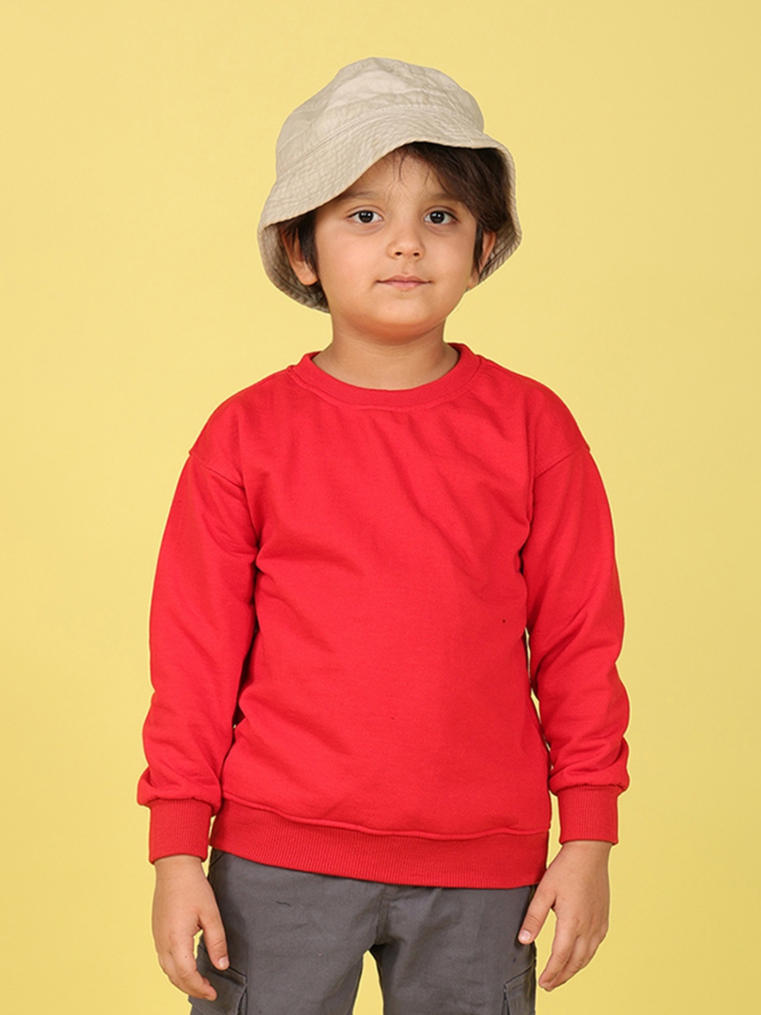 

NUSYL Kids Round Neck Oversized Sweatshirt, Red