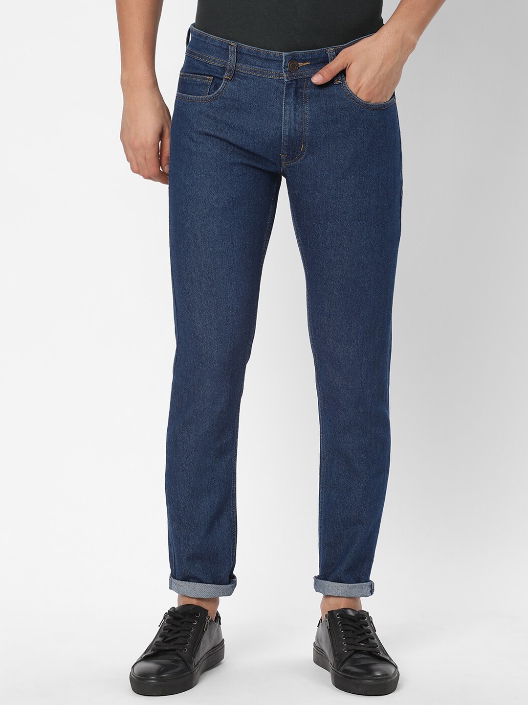

R&B Men Mid-Rise Skinny Fit Cotton Jeans, Blue