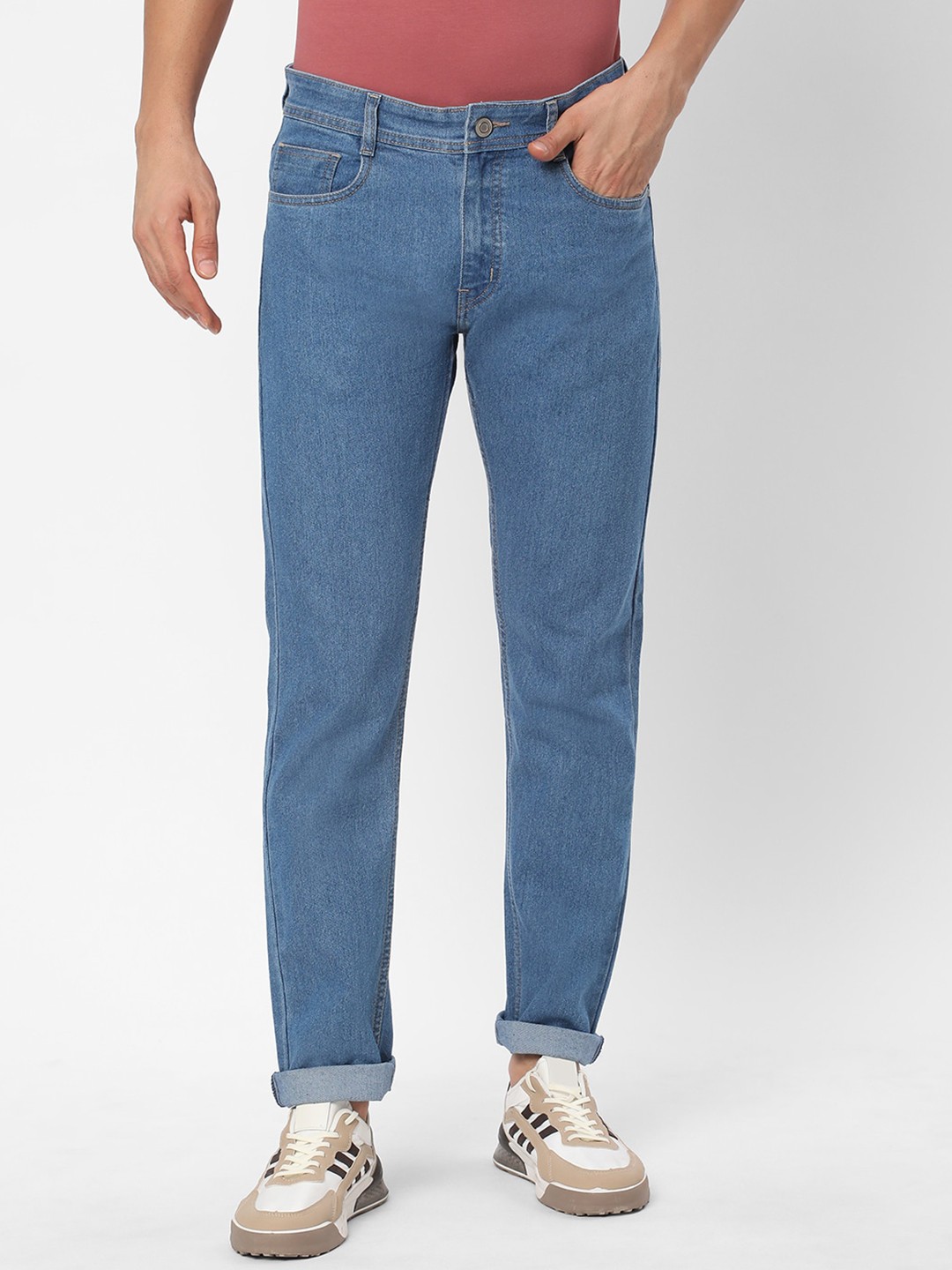 

R&B Men Cotton Clean Look Slim Fit Jeans, Blue