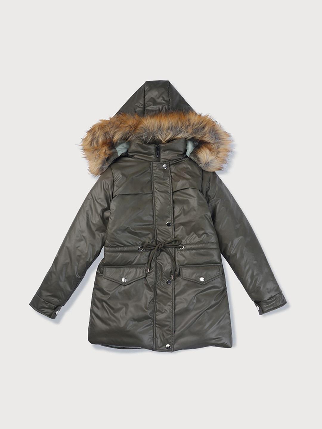 

Gini and Jony Girls Hooded Longline Padded Jacket, Green