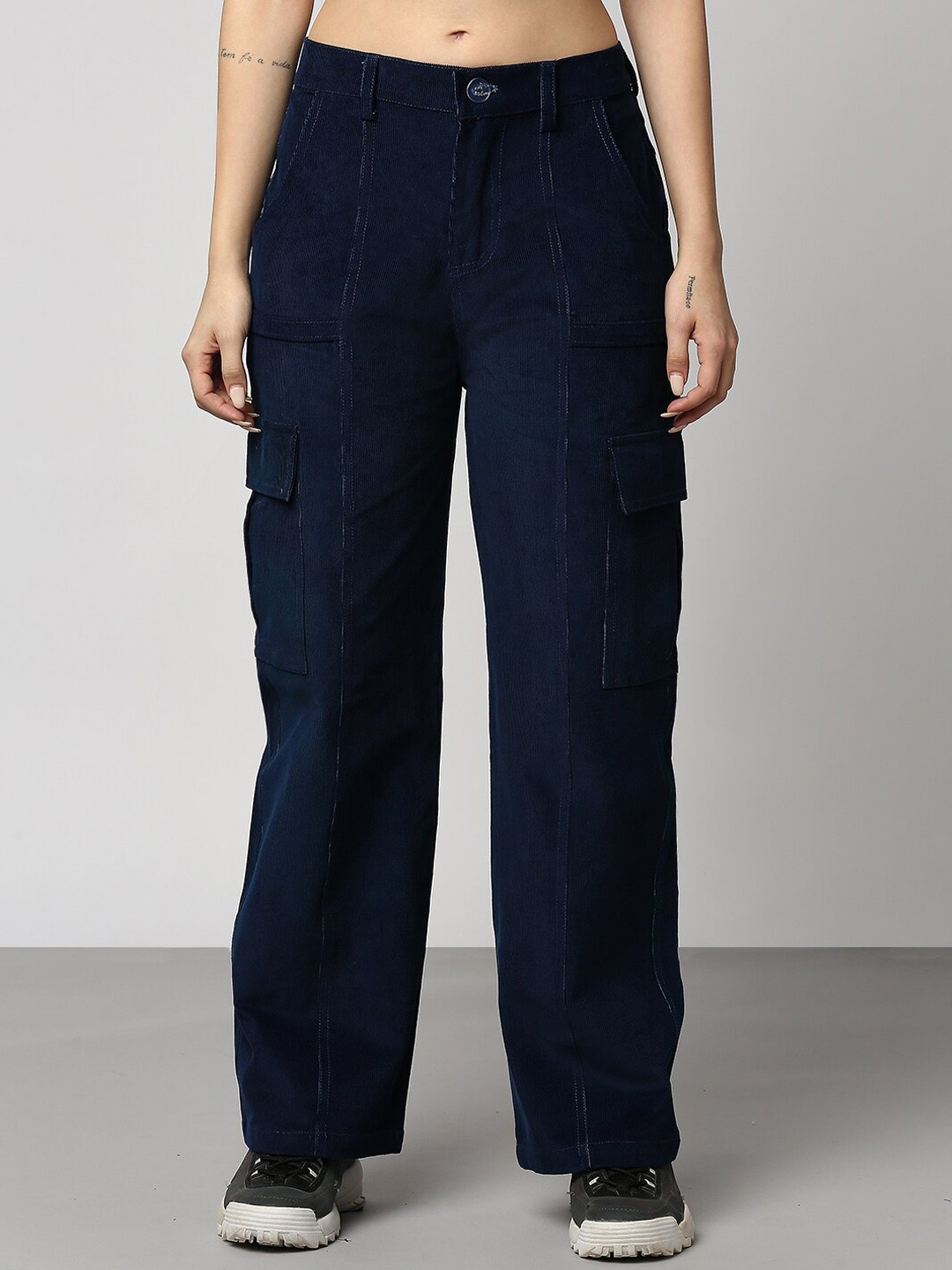 

Disrupt Women Straight Fit Cargo Track Pants, Navy blue