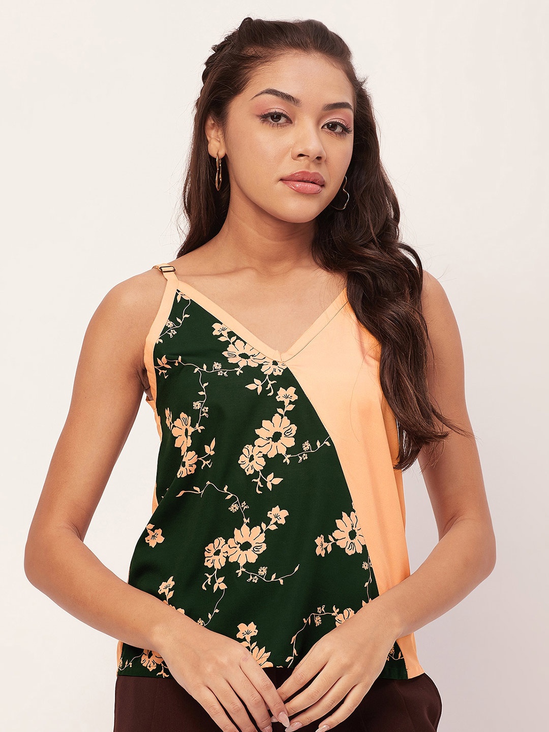 

Moomaya Colourblocked Shoulder Strap Top, Peach