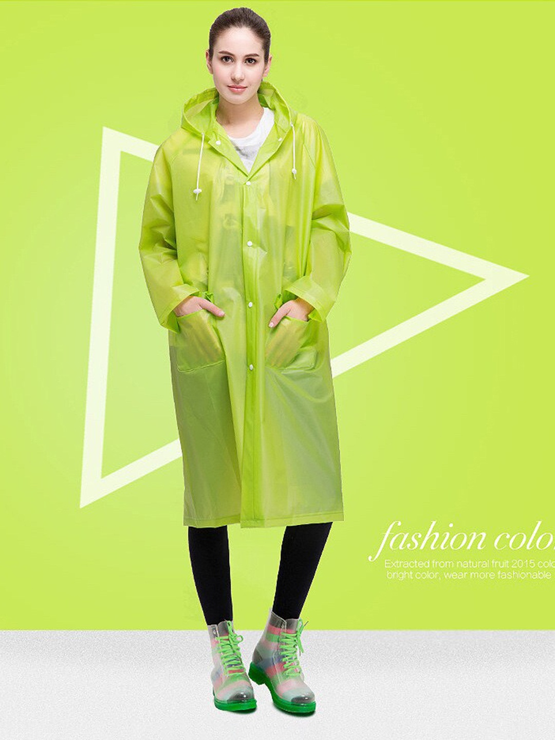 

Alexvyan Hooded Lightweight Reusable Waterproof Rain Jacket, Green