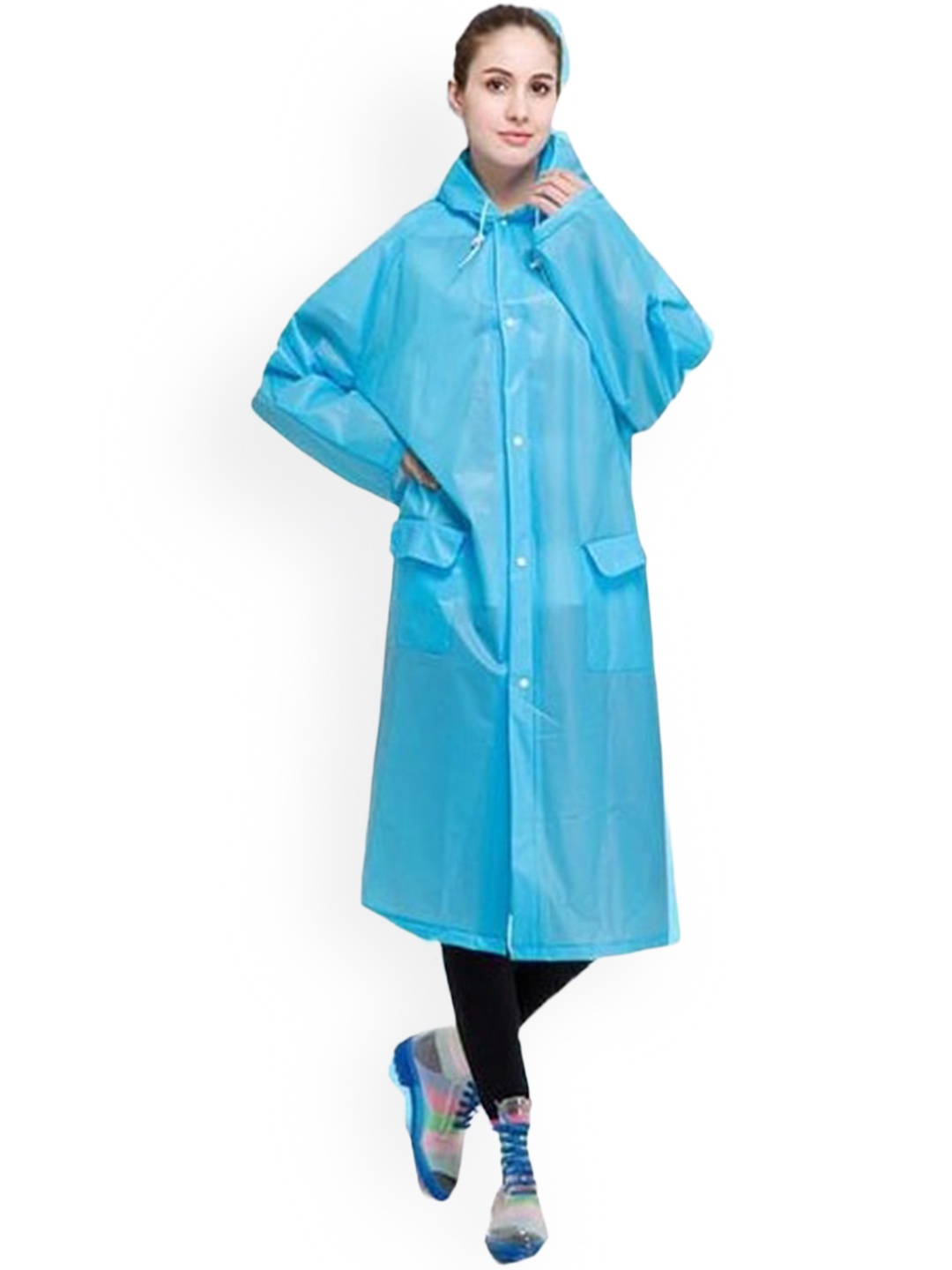 

Alexvyan Hooded Lightweight Reusable Waterproof Rain Jacket, Blue