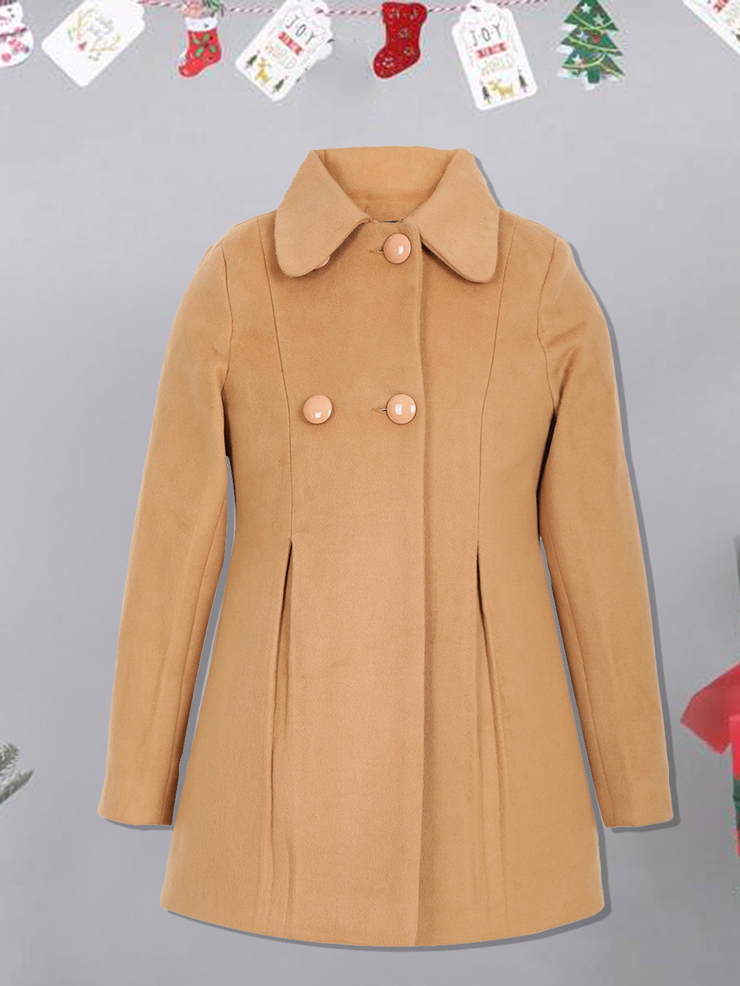 

CHIMPRALA Girls Woollen Trench Coat, Brown