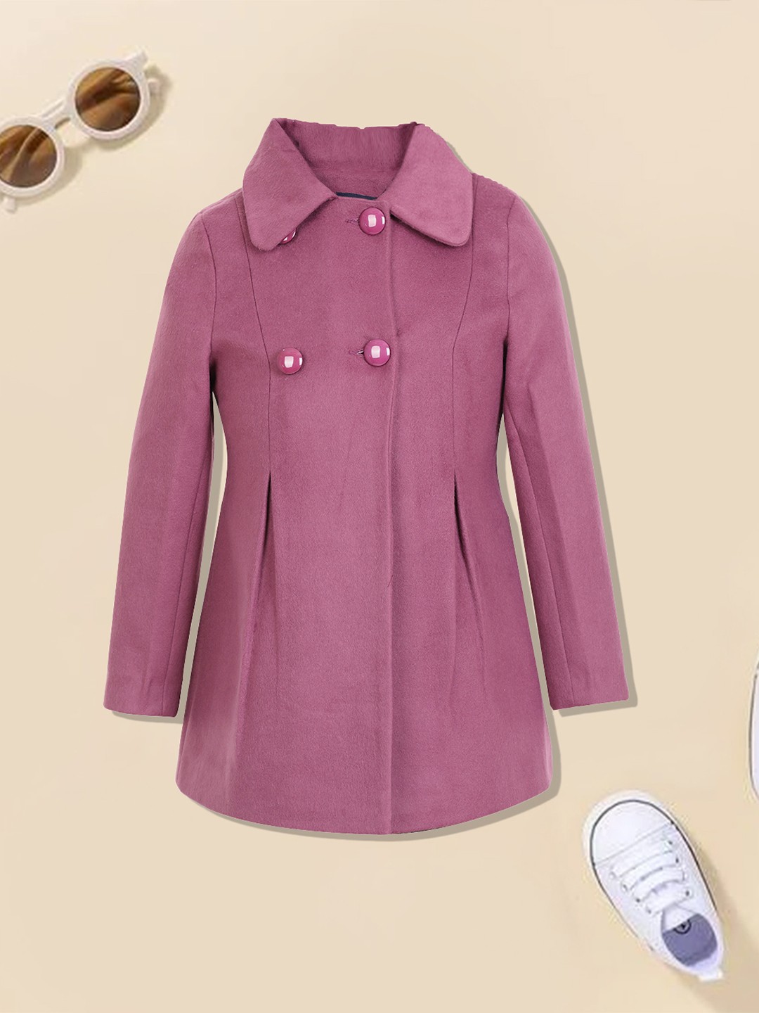 

CHIMPRALA Girls Woollen Trench Coat, Purple