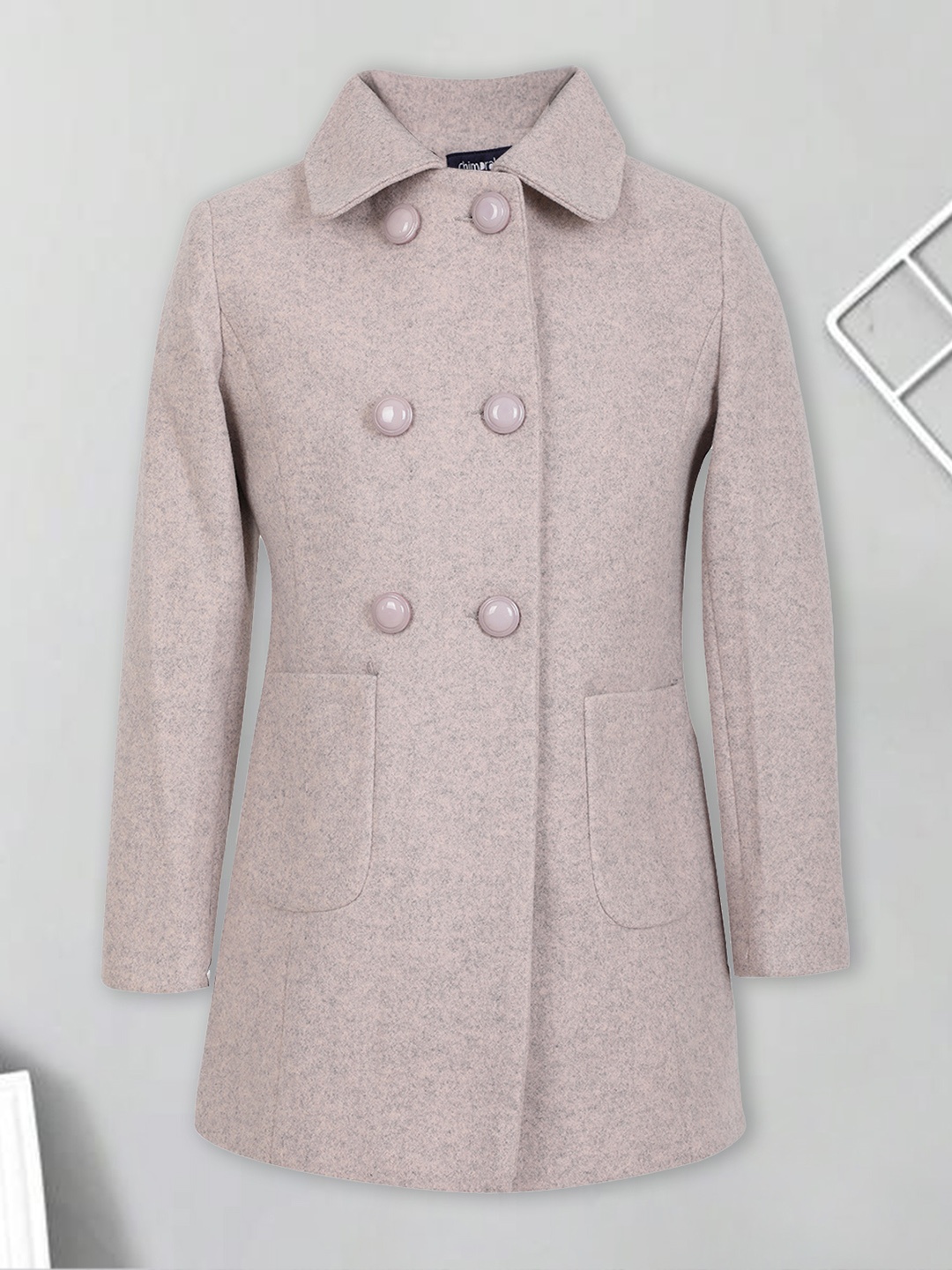 

CHIMPRALA Girls Woollen Longline Trench Coat, Pink