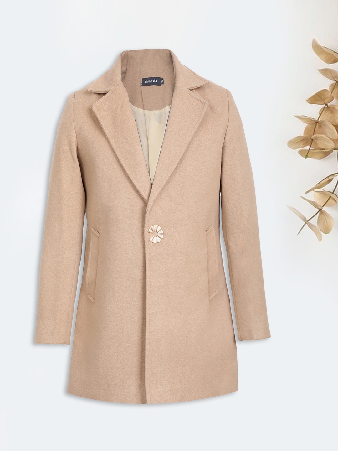 

CHIMPRALA Girls Single-Breasted Woollen Trench Coat, Beige