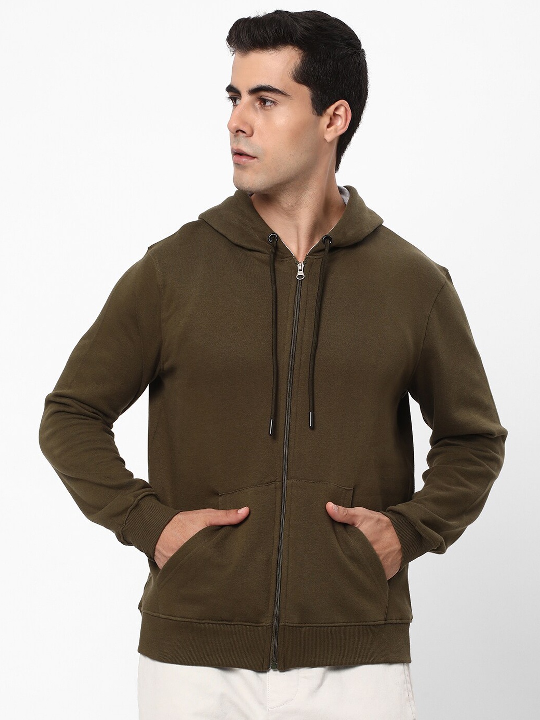 

R&B Hooded Bomber Jacket, Olive