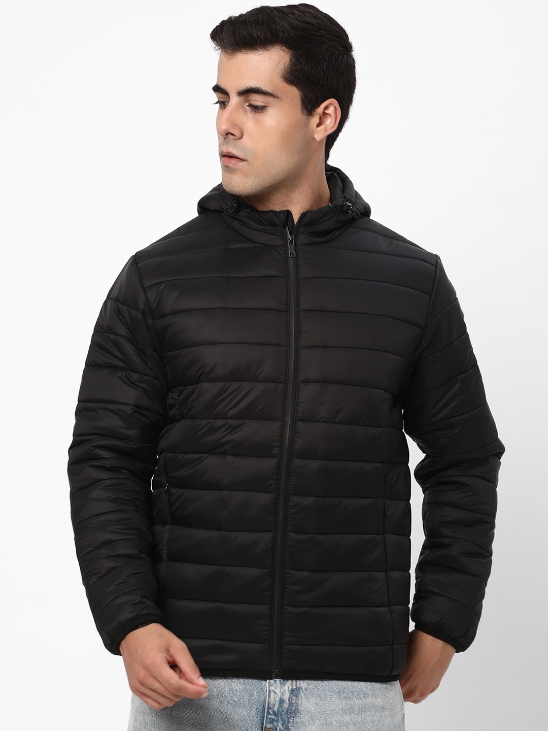 

R&B Hooded Padded Jacket, Black