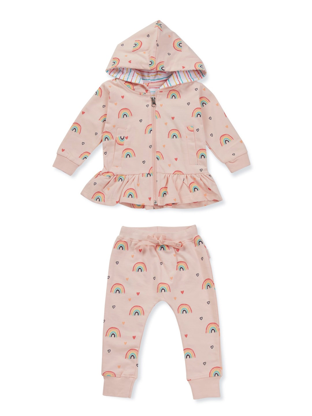 

GJ baby Infant Girls Printed Hooded Top With Trousers, Pink