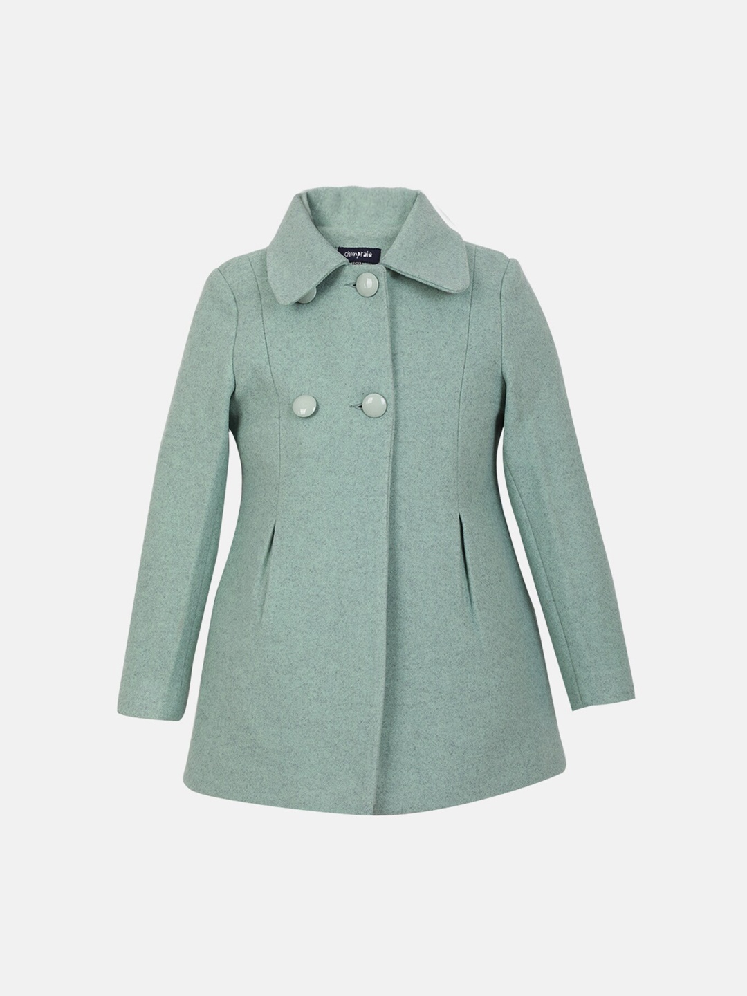 

CHKOKKO Girls Single-Breasted Woollen Trench Coat, Green