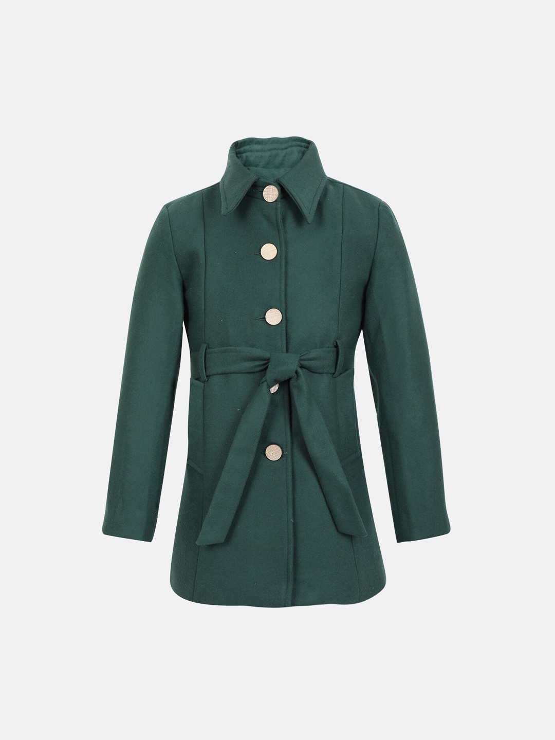 

CHKOKKO Girls Single-Breasted Woollen Trench Coats, Green