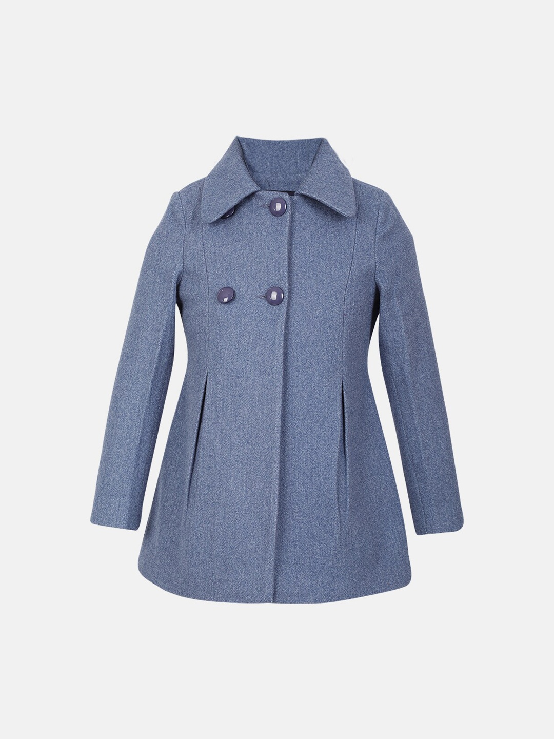 

CHKOKKO Girls Spread Collar Single Breasted Woollen Trench Coat, Blue