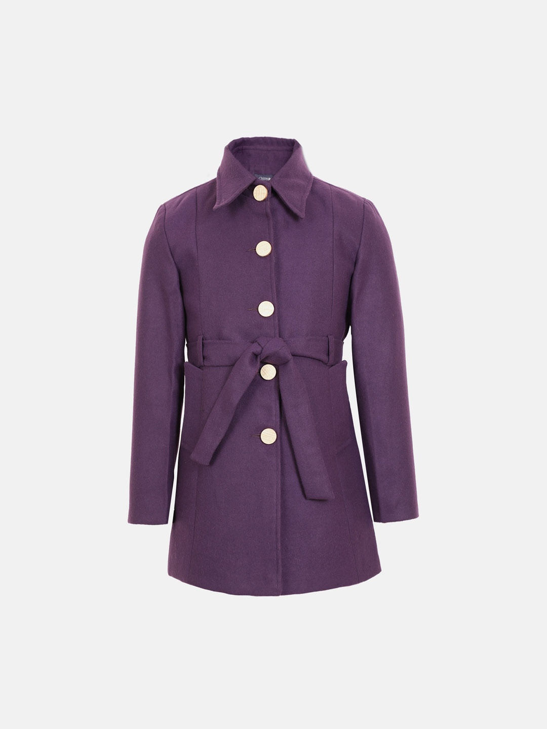 

CHKOKKO Girls Single-Breasted Woollen Trench Coats, Purple