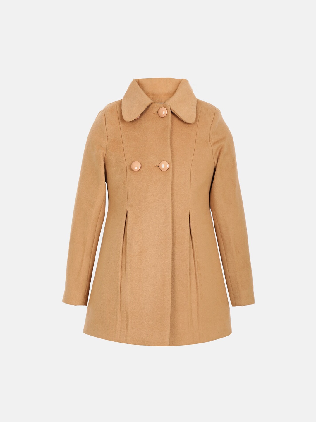 

CHKOKKO Girls Single Breasted Woollen Trench Coat, Camel brown