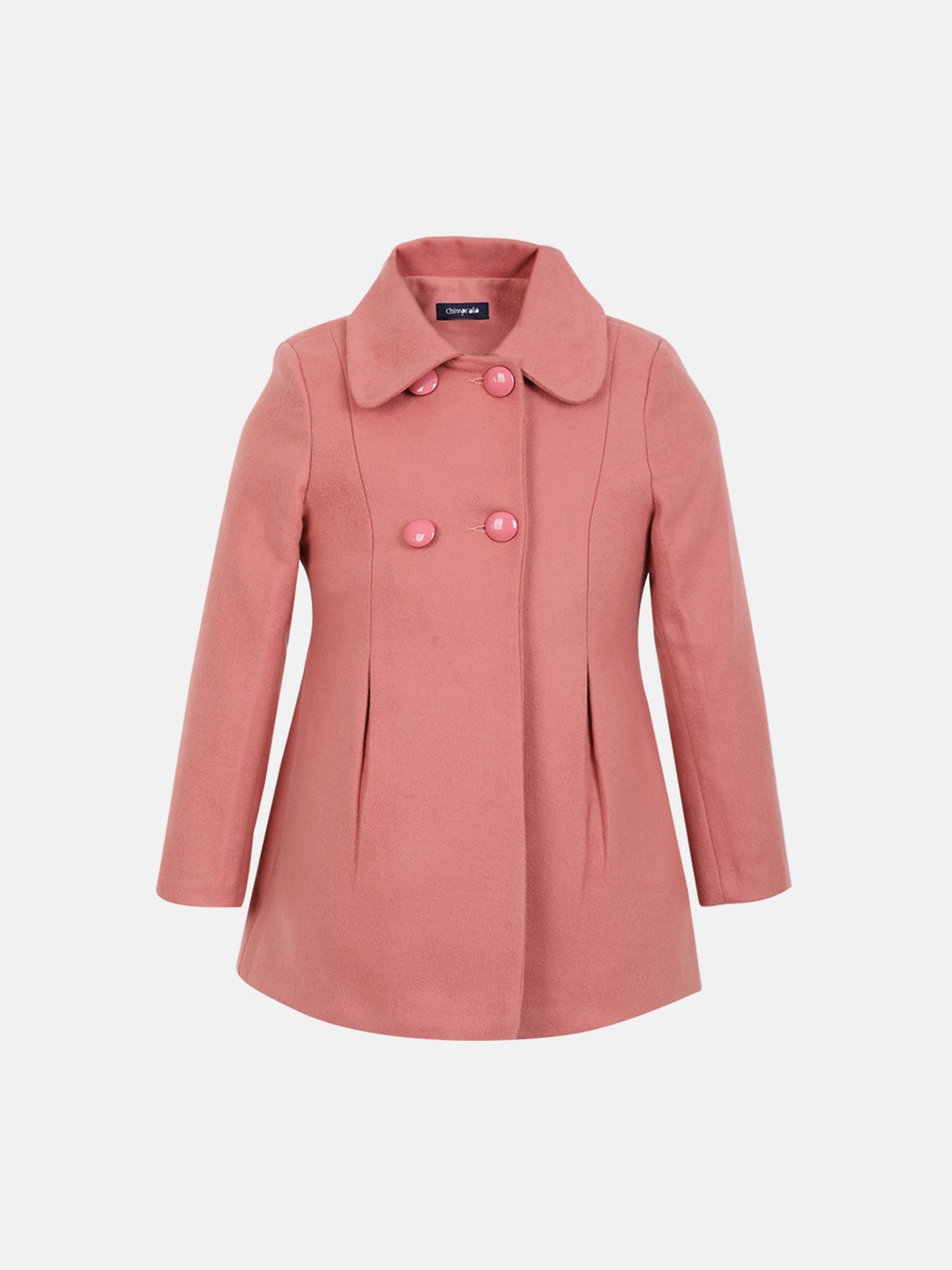 

CHKOKKO Girls Woollen Double-Breasted Trench Coats, Peach