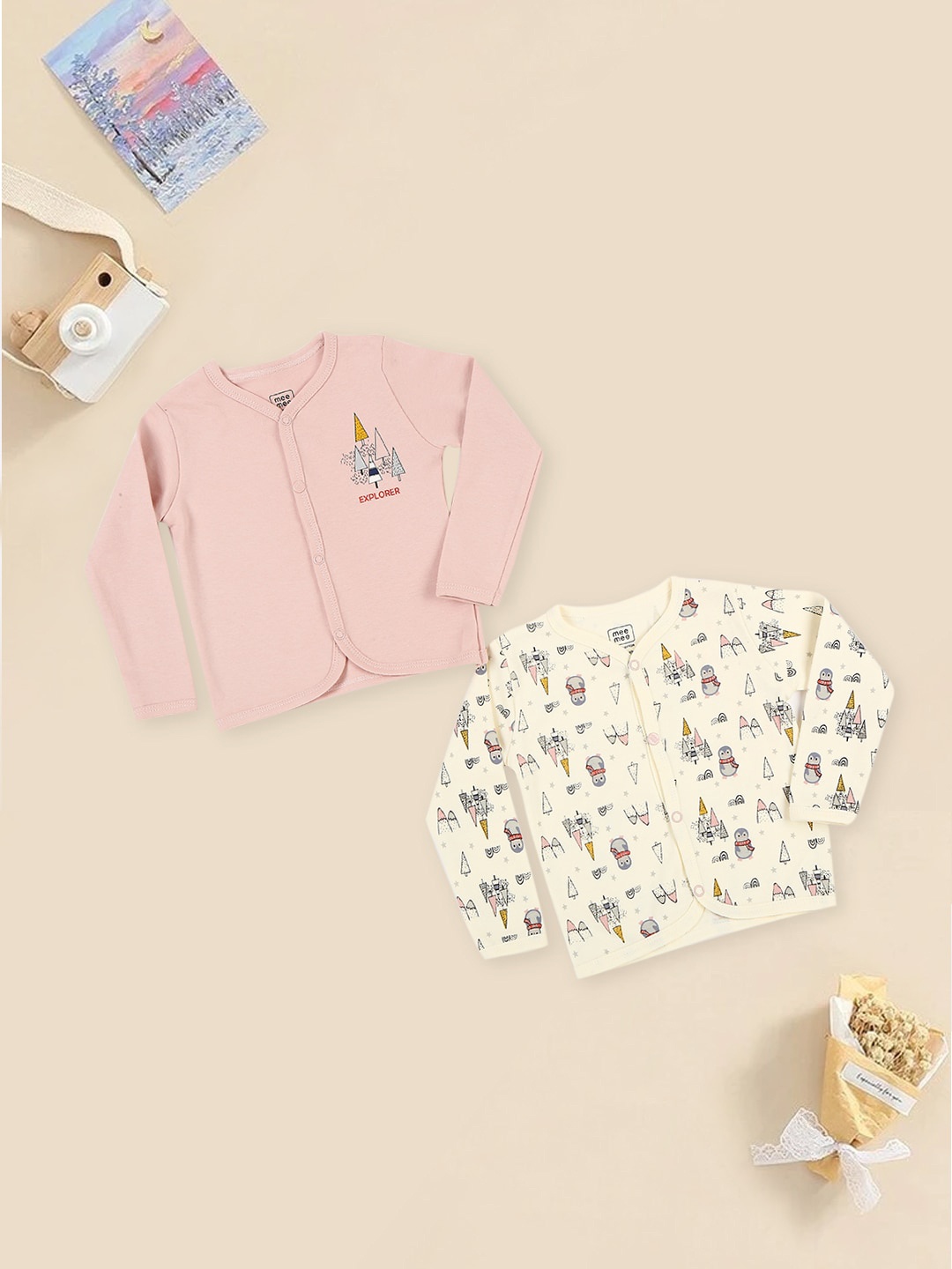 

MeeMee Infant Pack Of 2 Cotton Jablas, Peach