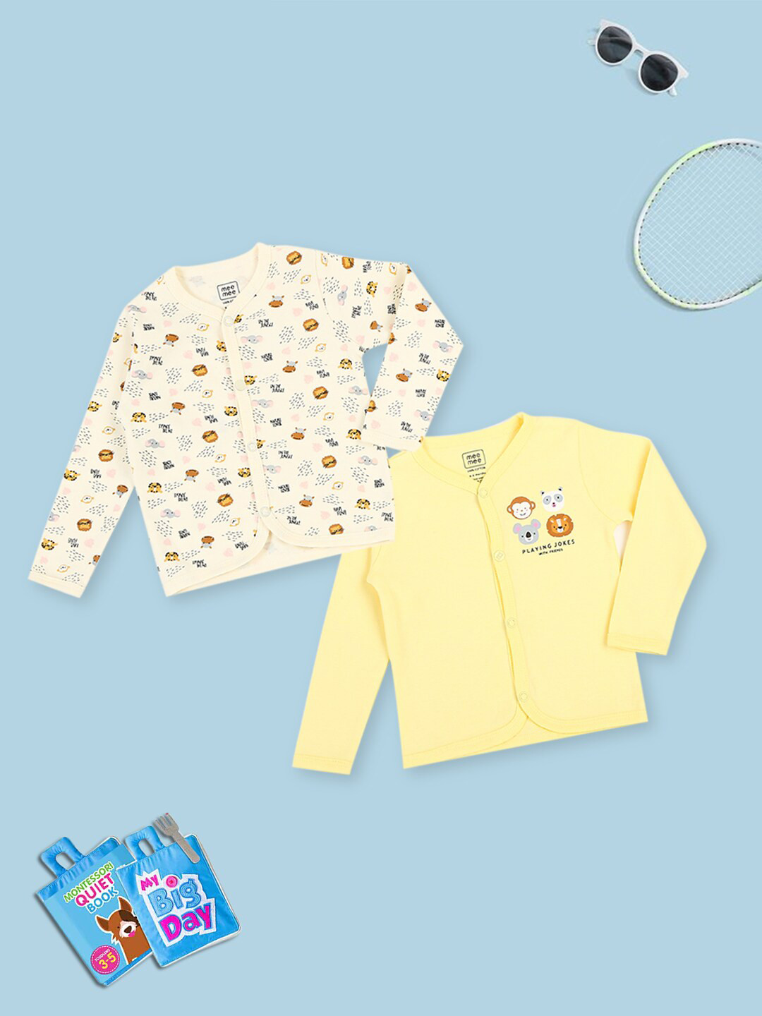 

MeeMee Infants Pack of 2 Cotton Jabalas, Off white