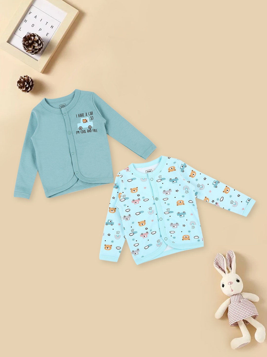 

MeeMee Infants Pack Of 2 Printed Jhabla, Blue