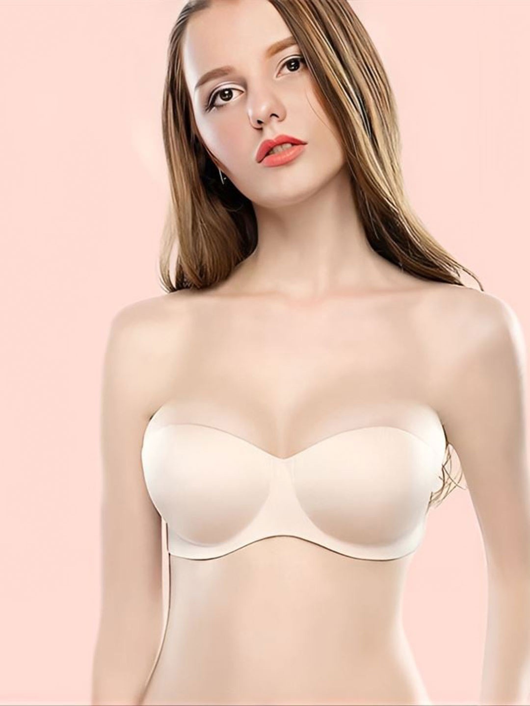 

Hill Islands Medium Coverage Underwired Heavily Padded Bandeau Bra, Beige