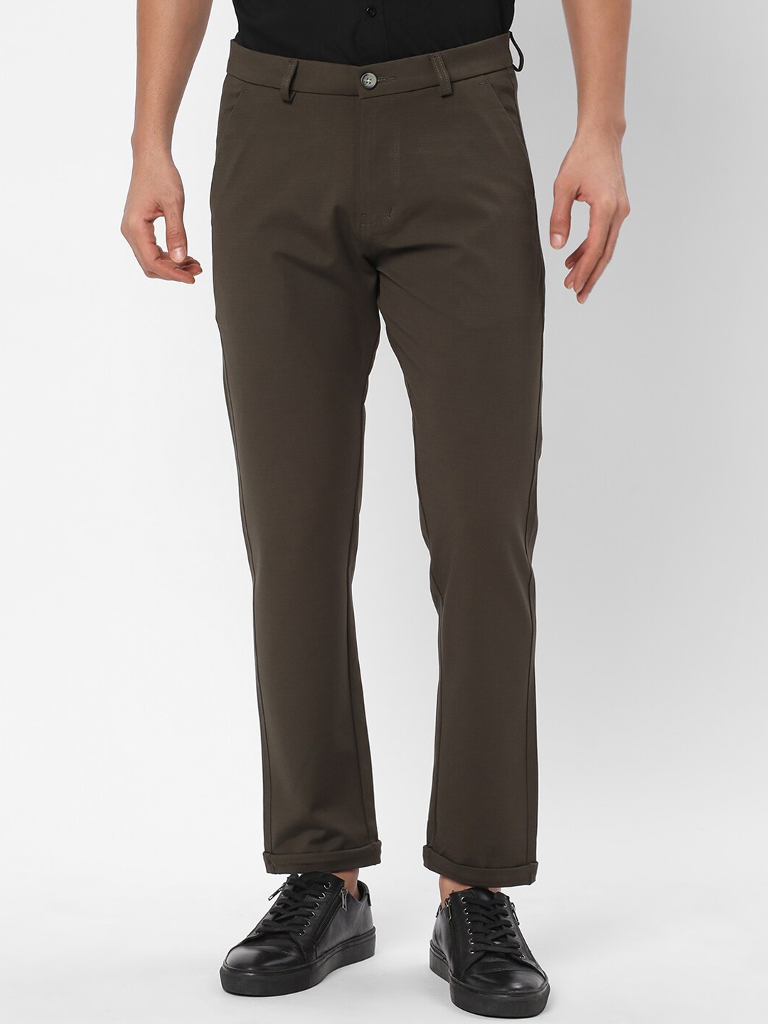

R&B Men Slim Fit Chinos Trousers, Green