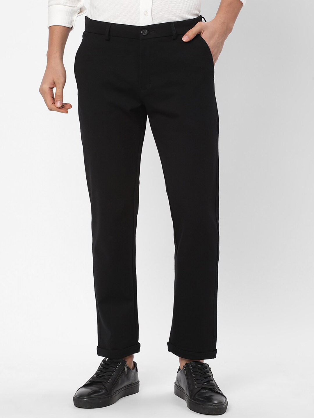 

R&B Men Slim Fit Trousers, Black