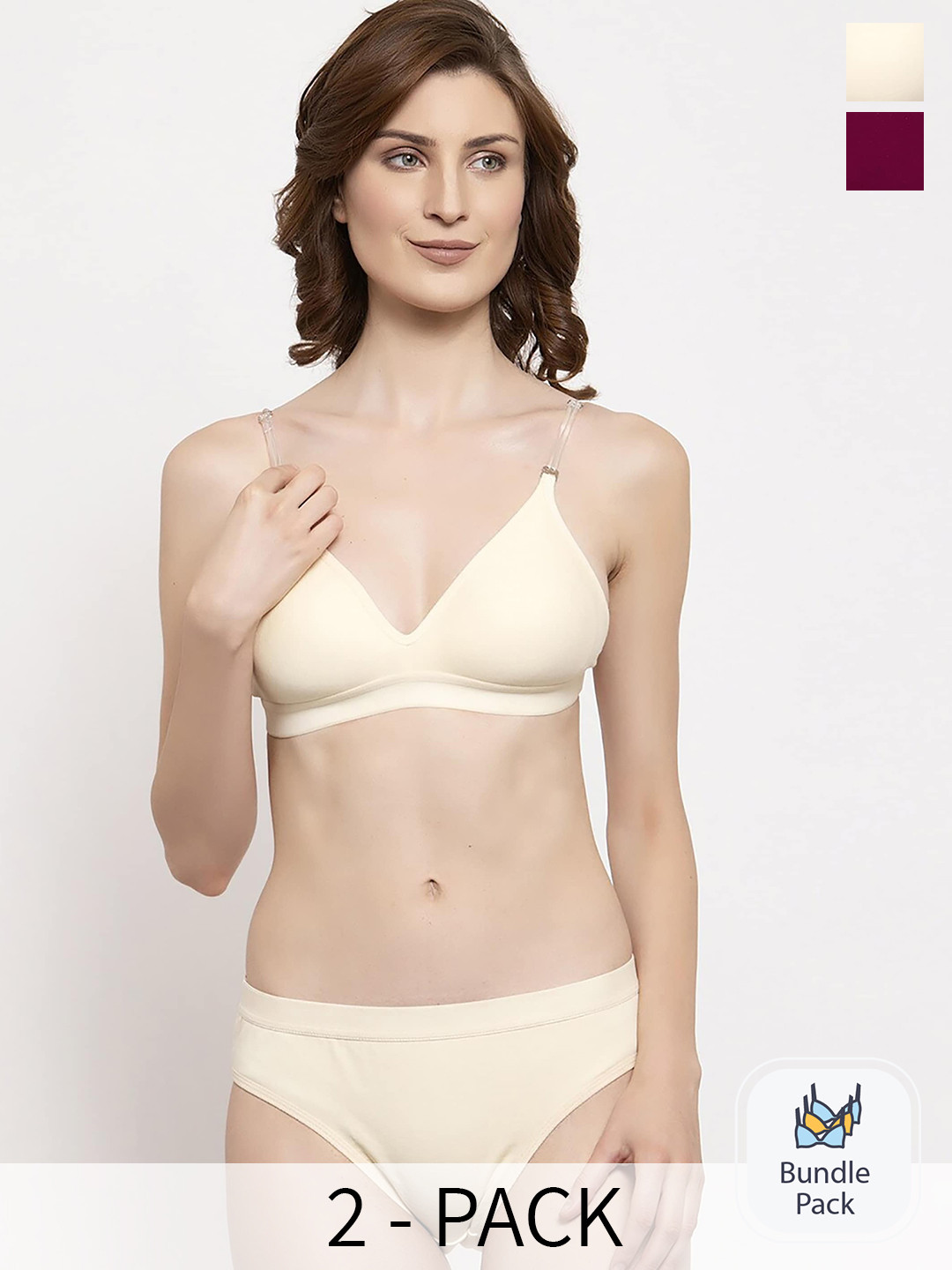 

Aamarsh Pack Of 2 Cotton Lingerie Set, Cream