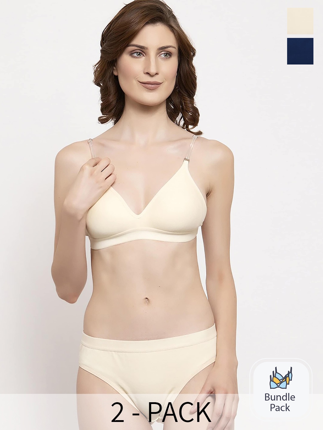 

Aamarsh Pack Of 2 Cotton Lingerie Set, Blue
