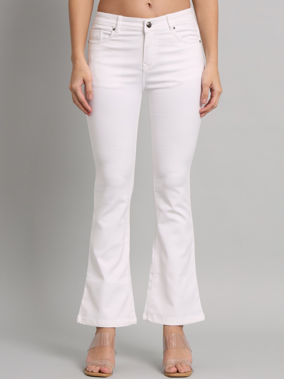 

urSense Women Flared Clean Look Stretchable Jeans, White