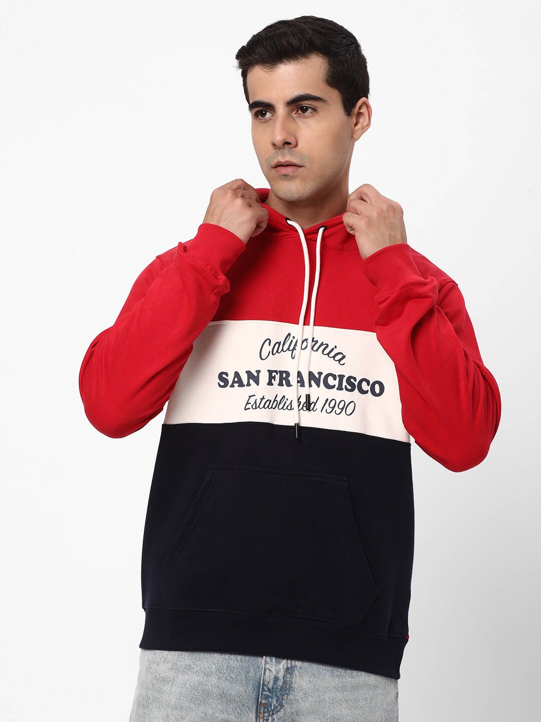 

R&B Typography Printed Cotton Sweatshirt, Red