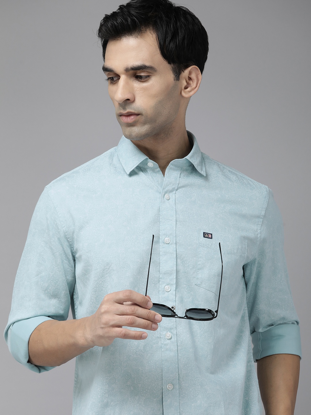 

Arrow Sport Manhattan Slim Fit Printed Pure Cotton Casual Shirt, Blue