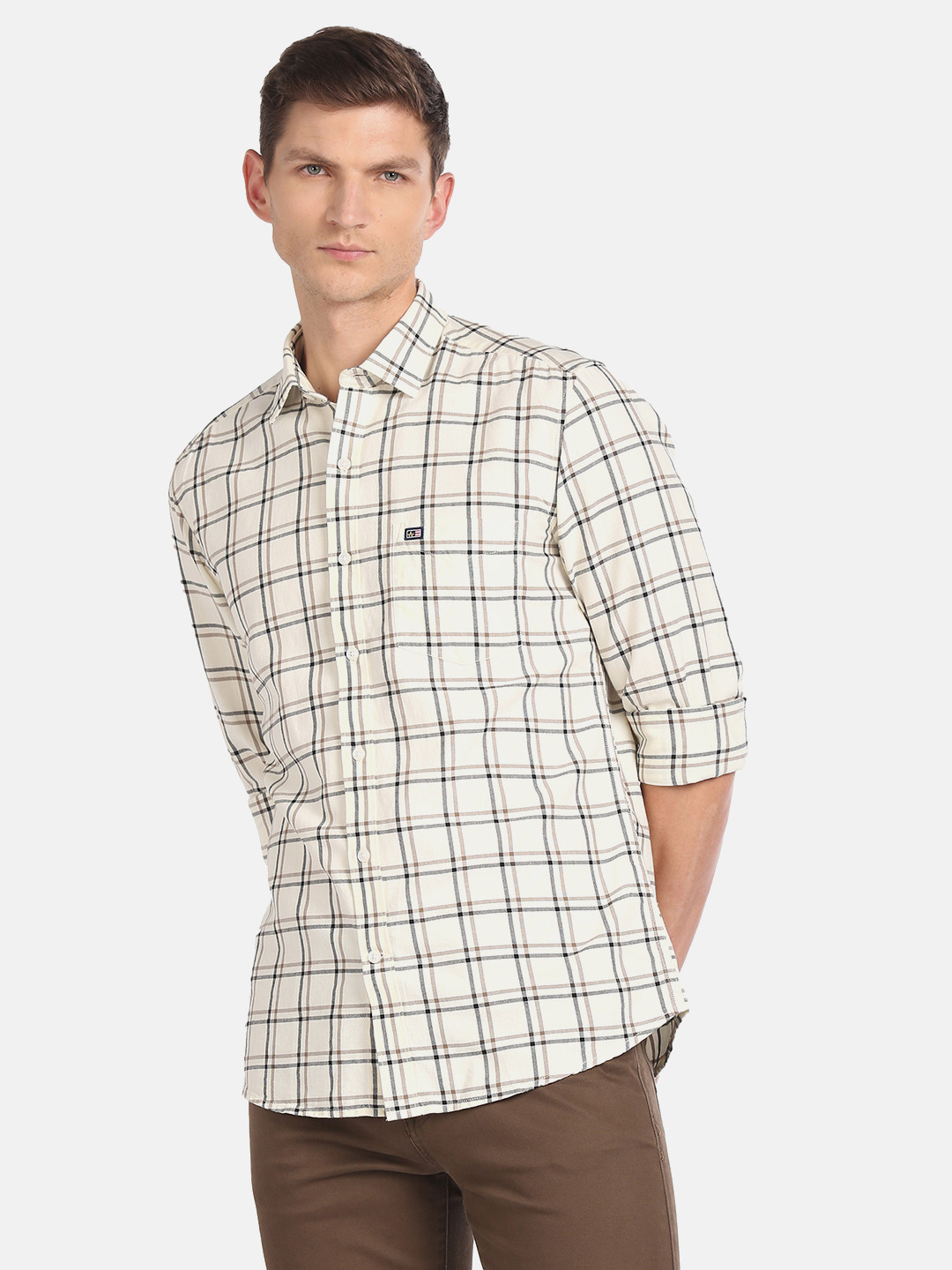 

Arrow Sport Men Manhattan Slim Fit Tartan Checks Opaque Pure Cotton Casual Shirt, Yellow